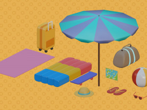 Asset summer collection low-poly by Yoshiki 3D-Modell