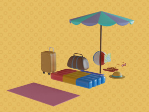 Asset summer collection low-poly by Yoshiki 3D-Modell