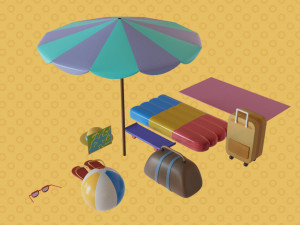 Asset summer collection low-poly by Yoshiki 3D-Modell
