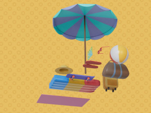Asset summer collection low-poly by Yoshiki 3D-Modell
