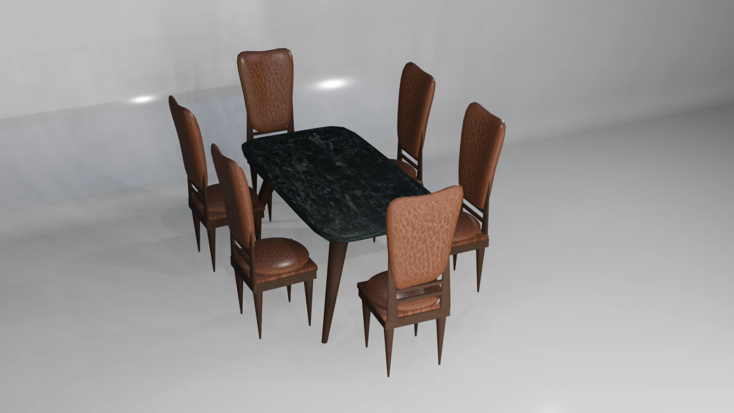 Table with six chairs 3D Model .c4d .max .obj .3ds .fbx .stl .blend