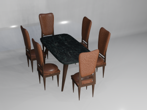 Table with six chairs 3D 模型