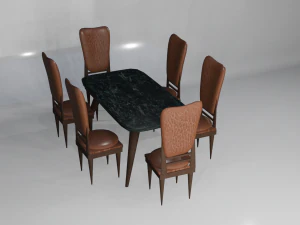 Table avec six chaises Modèle 3D