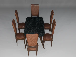 Table with six chairs 3D Model