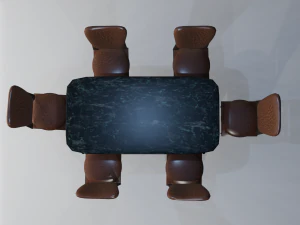 Table with six chairs 3D Model