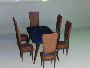 Table with six chairs 3D Model