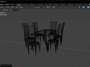 Table with six chairs 3D Model