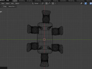 Table with six chairs 3D Model