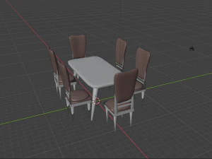 Table with six chairs 3D Model