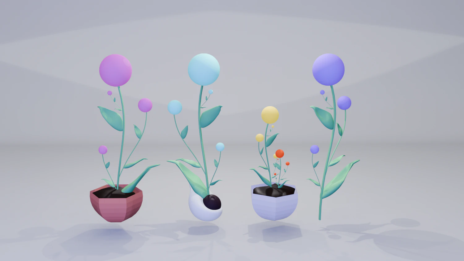 Fiore con vaso Modello 3D .c4d .max .obj .3ds .fbx .stl .blend 