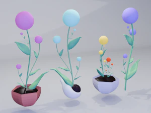 Fiore con vaso Modello 3D