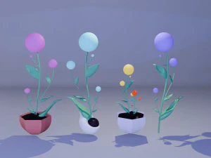 Fiore con vaso Modello 3D