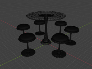 Table set with six seats 3D Model