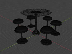 Table set with six seats 3D Model