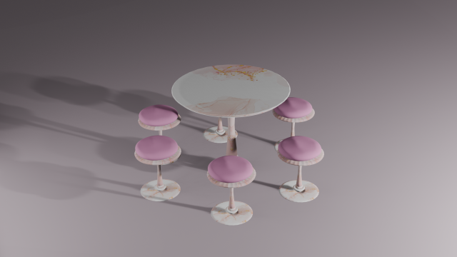 Table set with six seats 3D Model .c4d .max .obj .3ds .fbx .stl .blend 