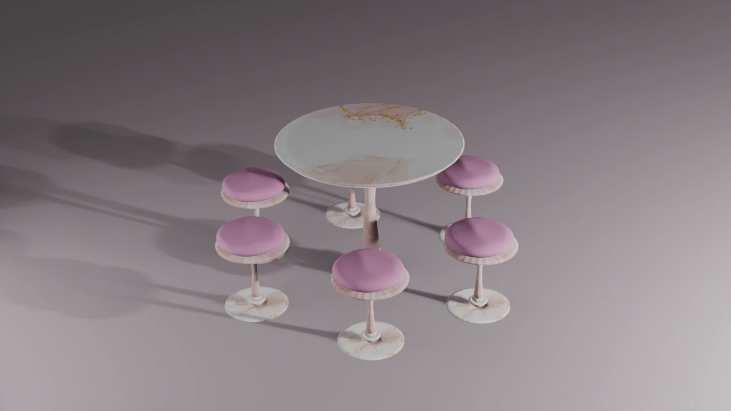 Table set with six seats 3D Model .c4d .max .obj .3ds .fbx .stl .blend 