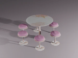 Tafelset met zes stoelen 3D Model