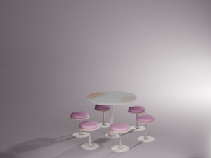 Table set with six seats 3D Model