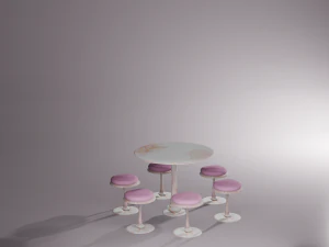Table set with six seats 3D Model