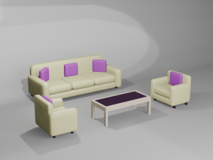 Set Armchair FBX and OBJ 3D Модель