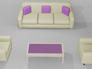 Set Armchair FBX and OBJ 3D Модель
