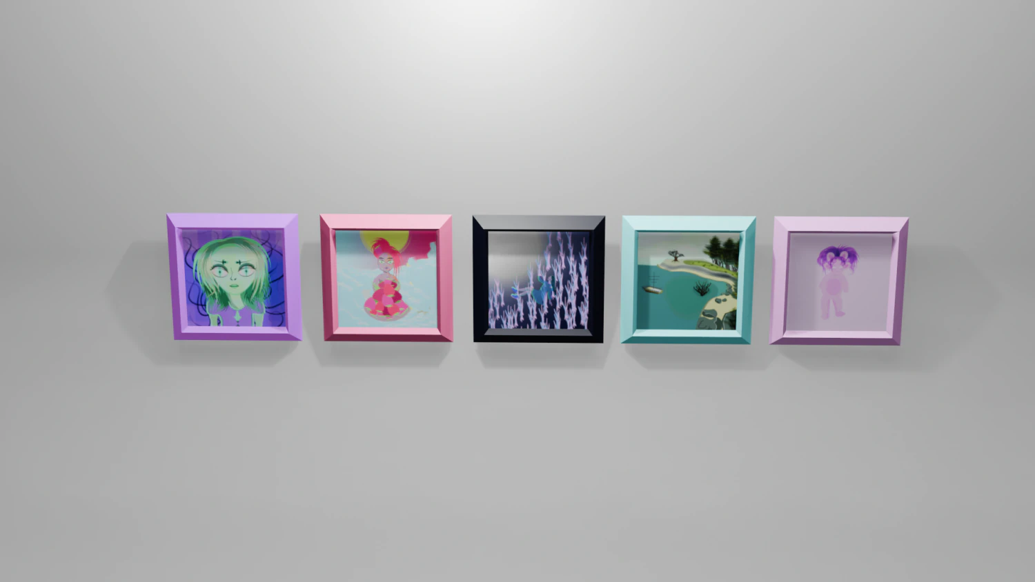 Set the five Pictures 3D Model .c4d .max .obj .3ds .fbx .stl .blend