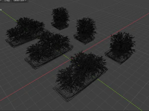 Pots with different colored plants 3D Model
