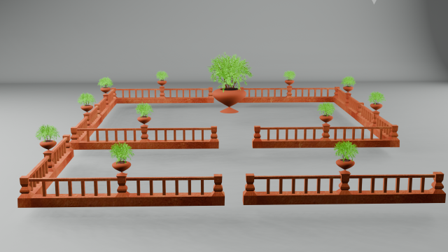 Fence with terracotta pot Model 3D .c4d .max .obj .3ds .fbx .stl .blend 
