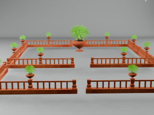 Fence with terracotta pot 3D Модель