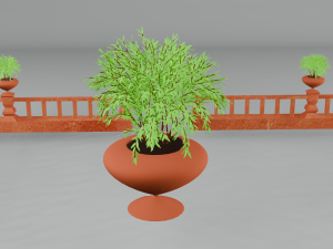 Fence with terracotta pot Model 3D