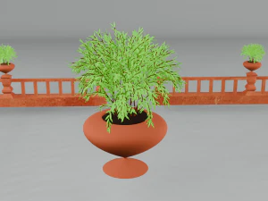 Fence with terracotta pot 3D Model