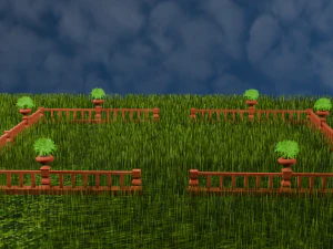 Fence with terracotta pot 3D Model