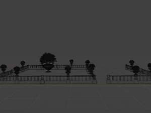 Fence with terracotta pot 3D Model