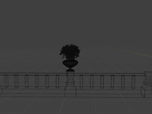 Fence with terracotta pot Model 3D