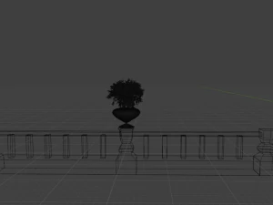 Fence with terracotta pot 3D Model