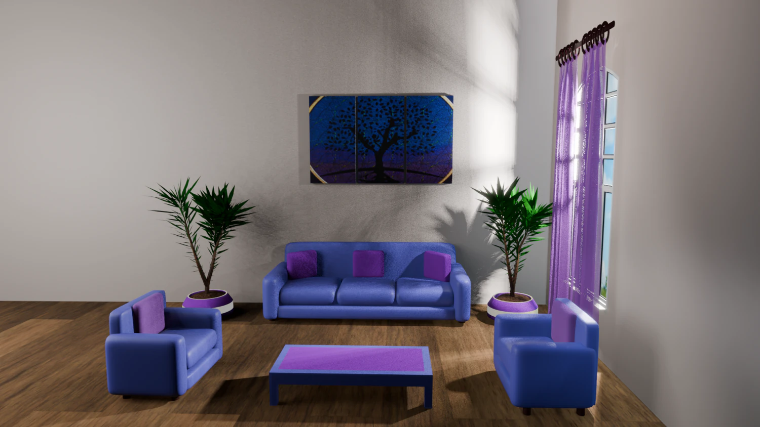 Contemporary triptychs tree of life painting 3D Model .c4d .max .obj .3ds .fbx .stl .blend 