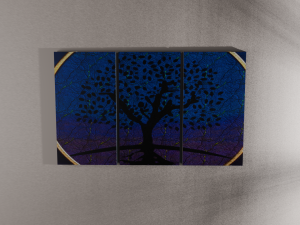 Contemporary triptychs tree of life painting Modelo 3D