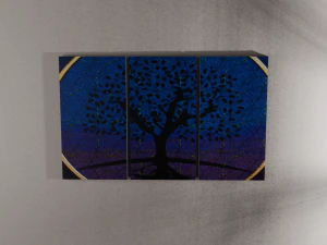 Contemporary triptychs tree of life painting 3D Model