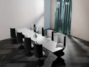 Table dress&eacute;e avec huit chaises Modèle 3D