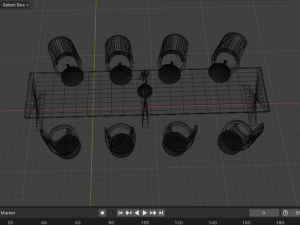 Table set with eight chairs 3D Model