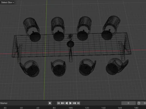 Table set with eight chairs 3D Model