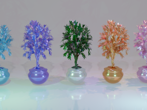 Set of metallic colored trees Modelo 3D