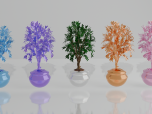 Set of metallic colored trees 3D Model