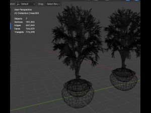 Set of metallic colored trees 3D Model