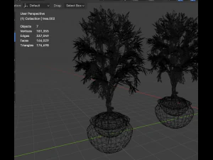 Set of metallic colored trees 3D Model