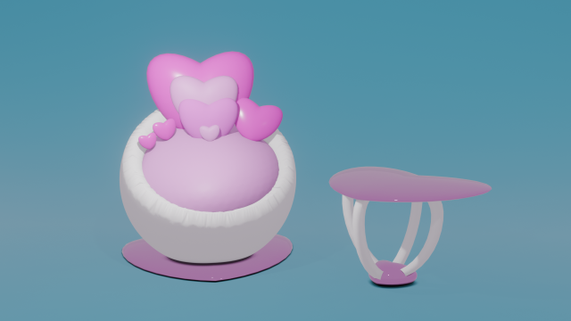 Heart style armchair and table 3D 模型 .c4d .max .obj .3ds .fbx .stl .blend 