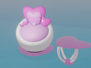 Heart style armchair and table 3D Model