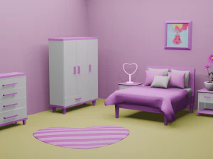 गुलाबी शयनकक्ष 3D मॉडल