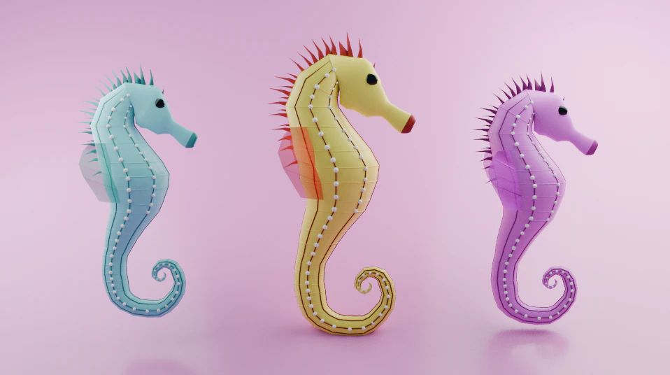 Sea horse 3D Model .c4d .max .obj .3ds .fbx .stl .blend