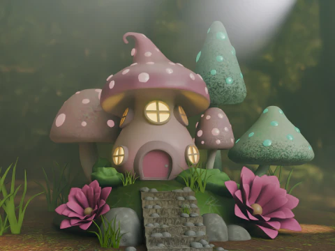 मशरूम घर 3D मॉडल